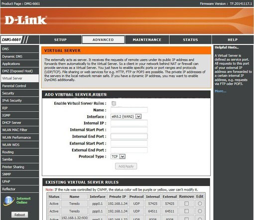 پورت فورواردینگ مودم D-link